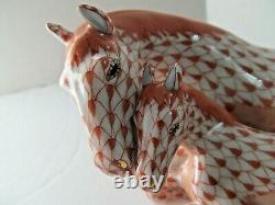 Herend Mare And Foal Horse Red Rust Fishnet Figurine