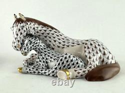 Herend Mare & Foal 2 Color Fishnet Porcelain 15560