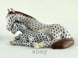 Herend Mare & Foal 2 Color Fishnet Porcelain 15560