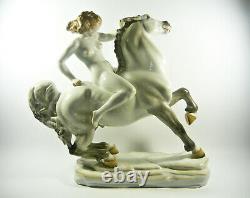 Herend, Nude Amazon Riding A Horse 17, XXL Handpainted Porcelain Figurine