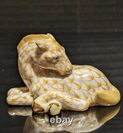 Herend Porcelain Handpainted Foal In Butterscotch Fishnet Gilted In 24k Gold