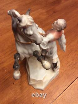 Herend Porcelain Man with Rearing Horse Horseherd of Hortobagy Figurine 9 x 10 H