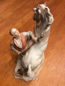 Herend Porcelain Man with Rearing Horse Horseherd of Hortobagy Figurine 9 x 10 H