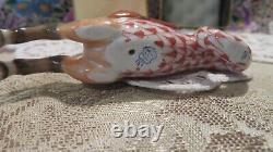 Herend Porcelain Rust Fishnet Hippocamp Figurine Horse Wings Fish Tail