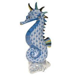 Herend Porcelain'Sea Horse' Figurine #15325 in Blue Fishnet