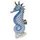 Herend Porcelain'sea Horse' Figurine #15325 In Blue Fishnet