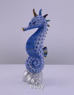 Herend Sea Horse Figurine Blue Fishnet Porcelain Hand Painted Hungary New