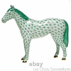 Herend, Small 5 Horse Porcelain Figurine, Green Fishnet, Flawless, $620