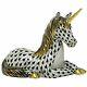 Herend Unicorn Horse Porcelain Figurine Black Fishnet
