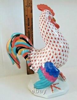 Herend XL 9 Rooster Red Rust Fishnet Figurine