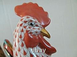 Herend XL 9 Rooster Red Rust Fishnet Figurine