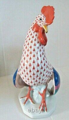 Herend XL 9 Rooster Red Rust Fishnet Figurine