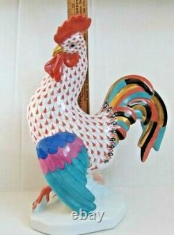 Herend XL 9 Rooster Red Rust Fishnet Figurine