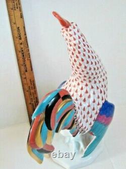 Herend XL 9 Rooster Red Rust Fishnet Figurine