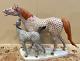 Herend Xxl Horse Figurine Pony With Mom Mare & Foal Black + Rust Fishnet