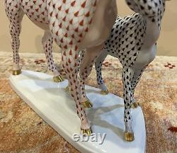 Herend XXL Horse Figurine PONY with MOM MARE & FOAL Black + Rust Fishnet