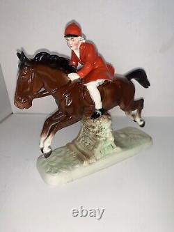 Hertwig & Co Old Mark, Porcelain WOMAN Equestrian Figurine, Hunting, Horse