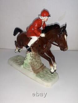 Hertwig & Co Old Mark, Porcelain WOMAN Equestrian Figurine, Hunting, Horse