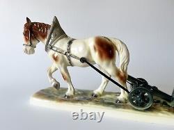 Hertwig Katzhutte Plowman with Horse German Figurine 1940s Porcelain Statue