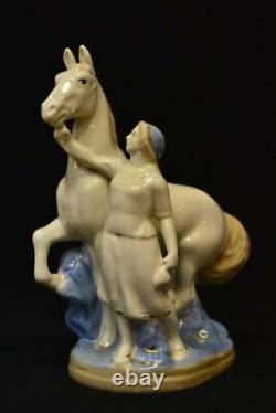 Horse Breeder Porcelain Figurine Vintage By Gzhel USSR Height 27 cm Décor Gift