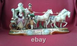 Horse Carriage Statue Grafenthal Porcelain 34 CM Ddr Gdr Thuringen Germany
