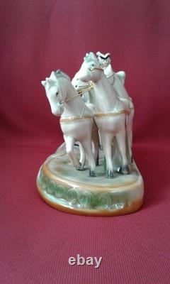 Horse Carriage Statue Grafenthal Porcelain 34 CM Ddr Gdr Thuringen Germany