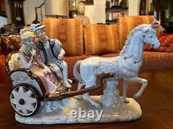 Horse Collectors Music Box Porcelain Victorian Couple Asian Horse Drawn Buggy