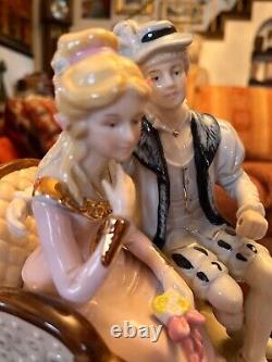 Horse Collectors Music Box Porcelain Victorian Couple Asian Horse Drawn Buggy