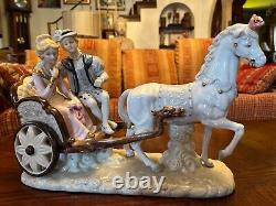 Horse Collectors Music Box Porcelain Victorian Couple Asian Horse Drawn Buggy