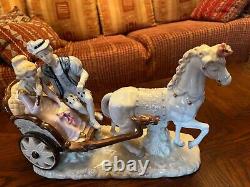 Horse Collectors Music Box Porcelain Victorian Couple Asian Horse Drawn Buggy