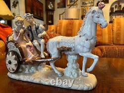 Horse Collectors Music Box Porcelain Victorian Couple Asian Horse Drawn Buggy