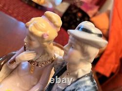 Horse Collectors Music Box Porcelain Victorian Couple Asian Horse Drawn Buggy