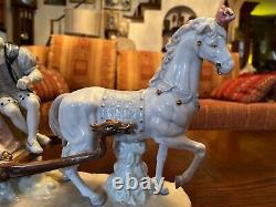 Horse Collectors Music Box Porcelain Victorian Couple Asian Horse Drawn Buggy