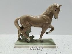 Horse Porcelain Figurine Statue Sculpture Czechoslovakia Signed Wanke Vintage