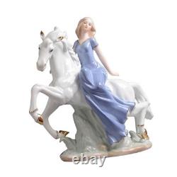 Horse Riding Girl Statue Porcelain Figurine Decorative Gift Artwork Sculpture