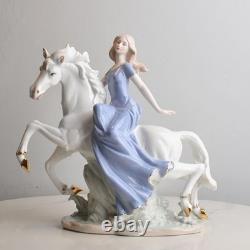 Horse Riding Girl Statue Porcelain Figurine Decorative Gift Artwork Sculpture