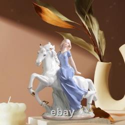 Horse Riding Girl Statue Porcelain Figurine Decorative Gift Artwork Sculpture