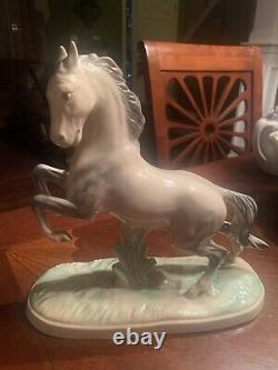 Horse Stallion White Porcelain Figurine Western Germany Rare MINT