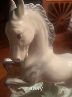 Horse Stallion White Porcelain Figurine Western Germany Rare MINT