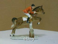 Hutschenreuther Porcelain Equestrian Horse Rider Jumping Fence Figurine Exc Cond