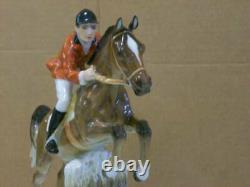 Hutschenreuther Porcelain Equestrian Horse Rider Jumping Fence Figurine Exc Cond