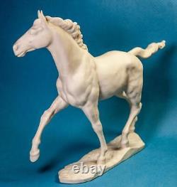 Hutschenreuther Porcelain White Horse Stallion Jazda Figurine Sculpture 1970s