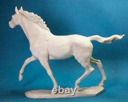 Hutschenreuther Porcelain White Horse Stallion Jazda Figurine Sculpture 1970s