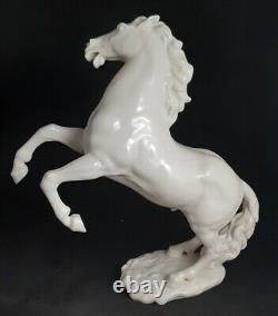 Hutschenreuther Rearing Stallion White Horse Figurine 10 1/2 Exc
