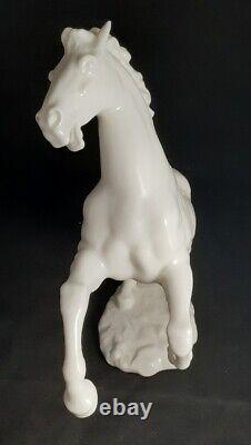 Hutschenreuther Rearing Stallion White Horse Figurine 10 1/2 Exc