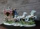 Italian Pacelli Marked Porcelain Coach Princess Horses Statue Group