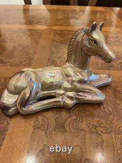 Iridescent Lusterware Porcelain Foal/Horse Figurine Equestrian