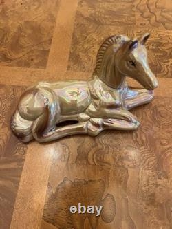 Iridescent Lusterware Porcelain Foal/Horse Figurine Equestrian