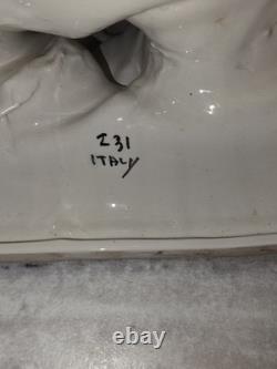 Italian#231 Mid-Century 2 white horses galloping or Capodimonte great condition