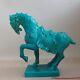 Italian Pottery Blue Chinese Tang Horse Figurine Mcm Ugo Zaccagnini Sculpture